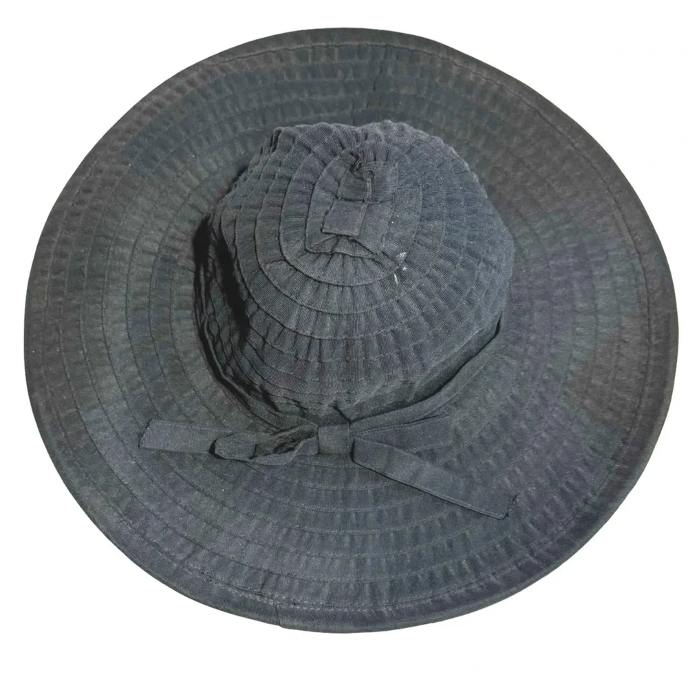 Cappelli Sunhat Black Fabric Large Brim Summer Sun